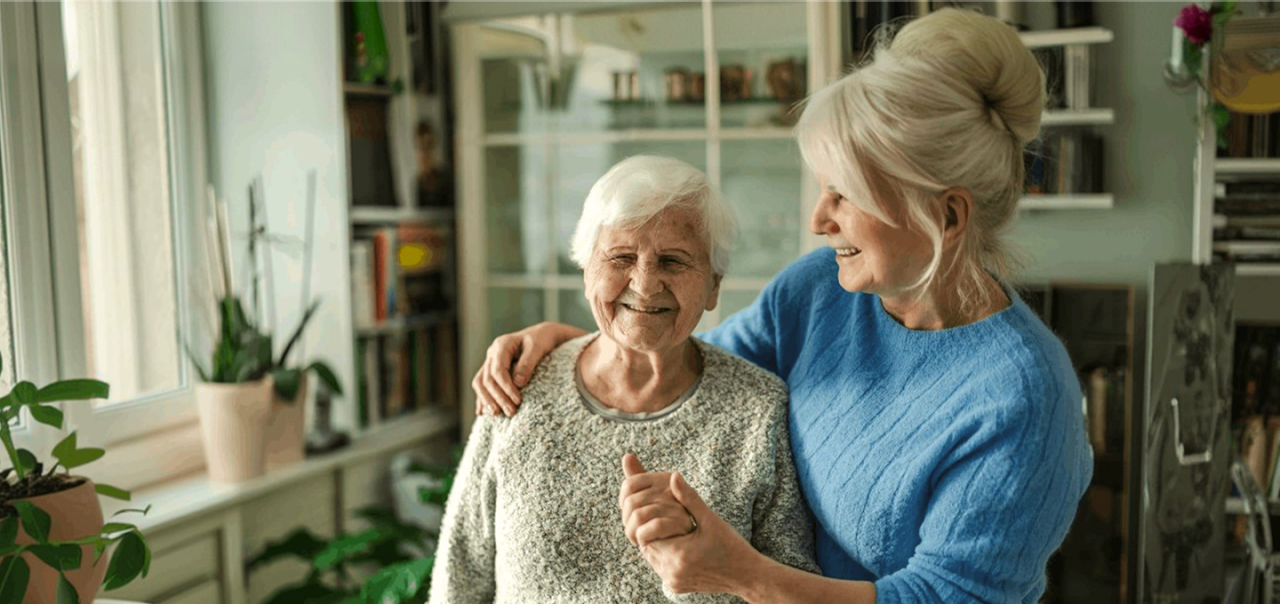 a woman providing comfort and support through a gentle hug